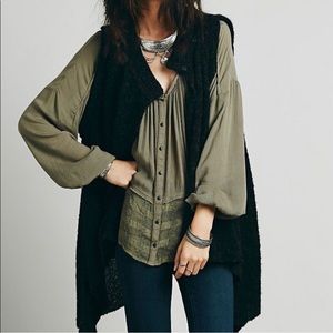 Free People Stand and Deliver Sleeveless Swing Cape Sweater Vest XS